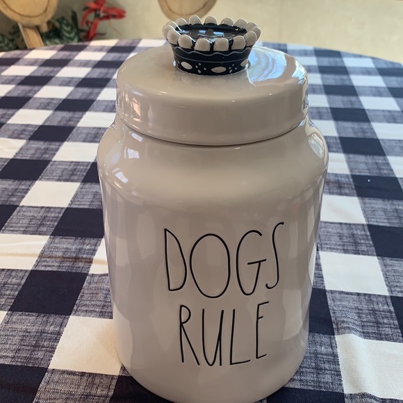 New Rae Dunn DOGS RULE Crowned Top Lid Canister - Picture 4 of 9
